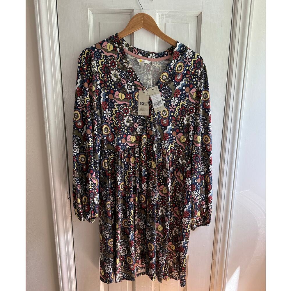 Boden Dress Size UK12R/US8R  Paisley Floral Knit Mini Long Sleeve NWT